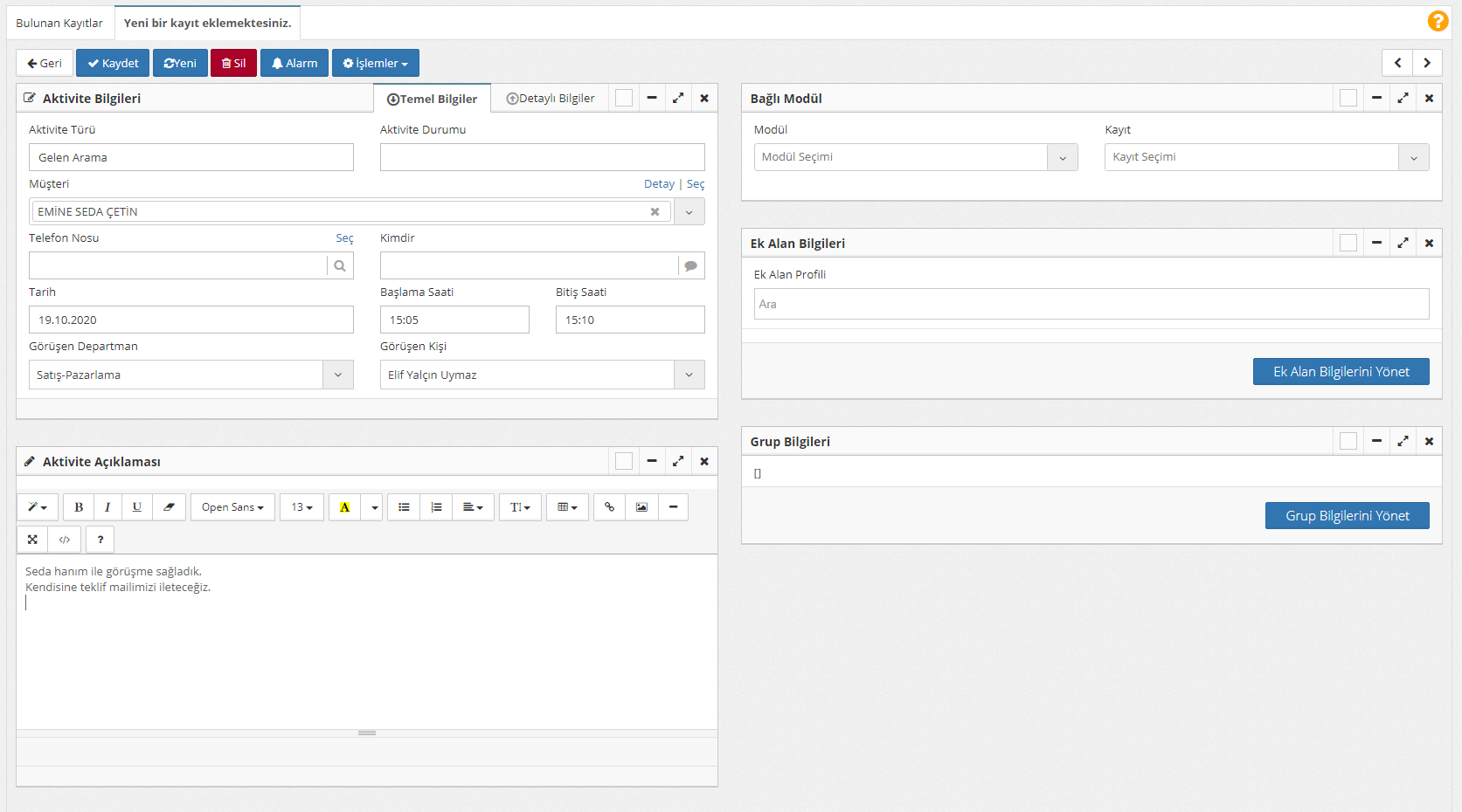 aktivite yönetimi 2